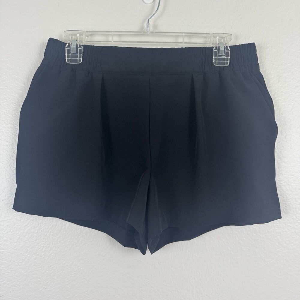Forever 21 Preppy High Waist Pull On Pleated Chino Shorts Pockets Black Medium